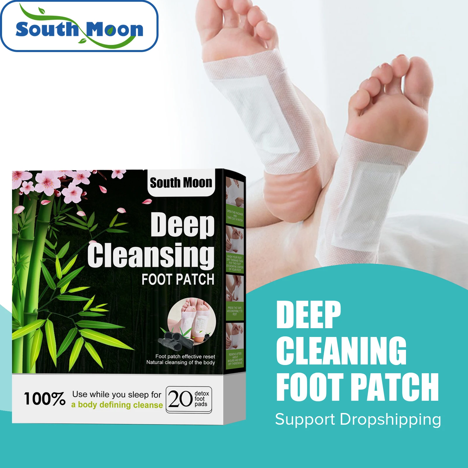 South Moon Detox Foot Patches Natural Herbal Stress Relief Remove Body Toxin Health Care Patch Deep Cleaning Detoxify Foot Patch