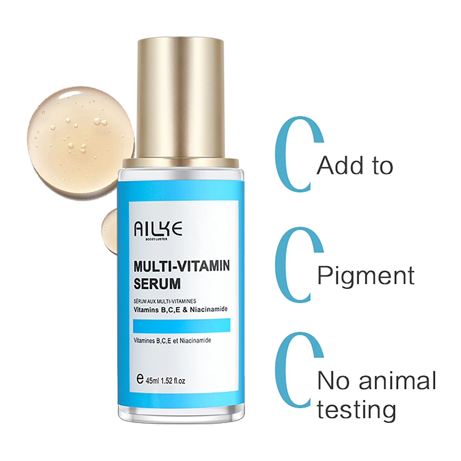 AILKE Whitening Moisturizing Face Serum, With Vitamin B/C/E Nicotinamide, for Lighten Dark Spots, Shrink Pores, Delicate Skin