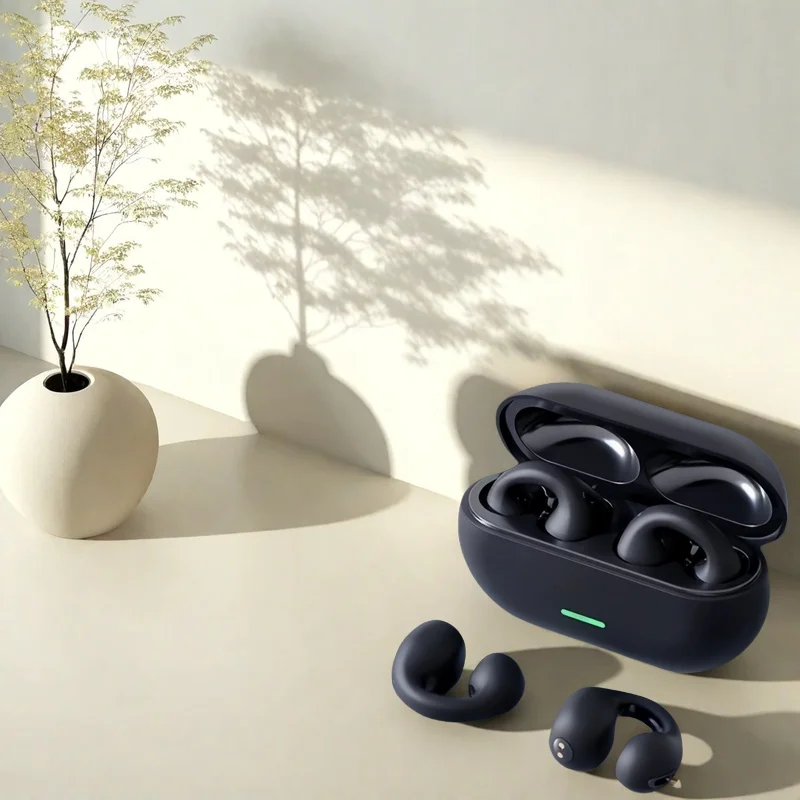 TWS Bluetooth Headset 5.3 Wireless Air Conduction Headphones Clip Ear Music Noise Canceling HD Call Sports Gaming Earphone