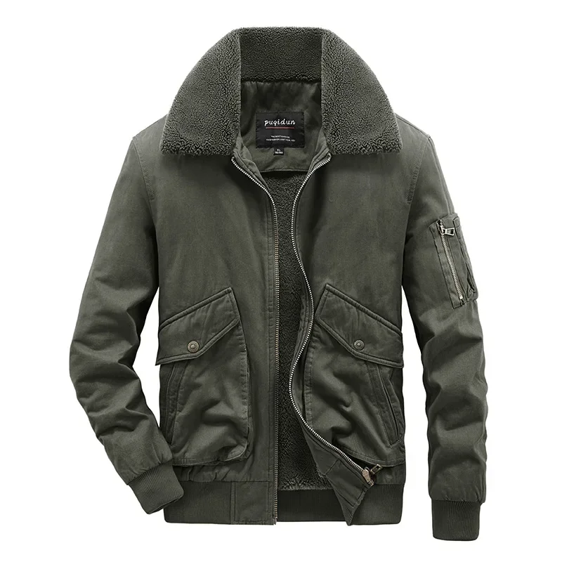 Parkas para hombre Chaqueta de algodón de cachemira de cordero de invierno Chaqueta de algodón holgada con cuello de lana gruesa de felpa informal para hombre