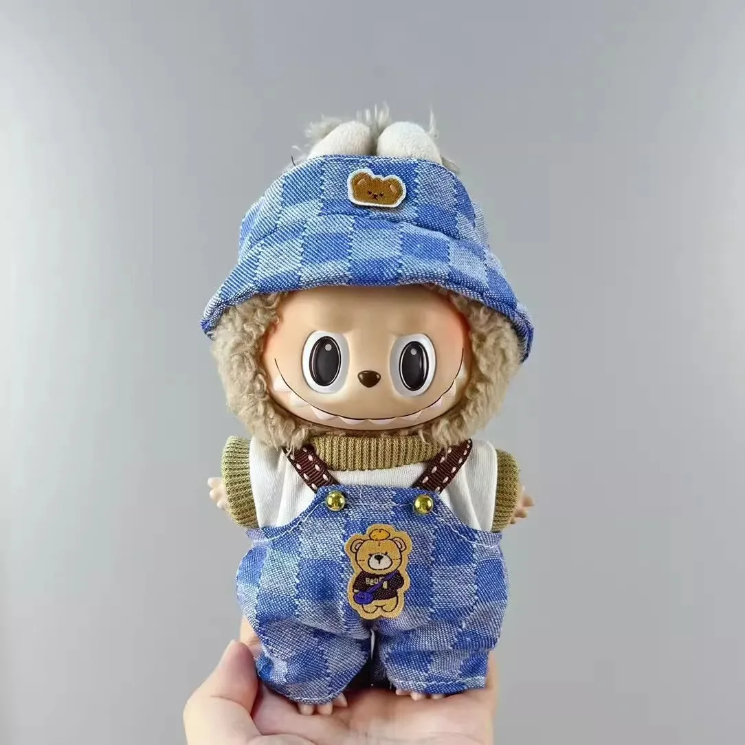 

For/clothe 17cm Labubu Clothes V1v2v3 Labubu Sitting Party Doll Clothes Vinyl Figurine Clothes Hanging Standing Fabric Overalls