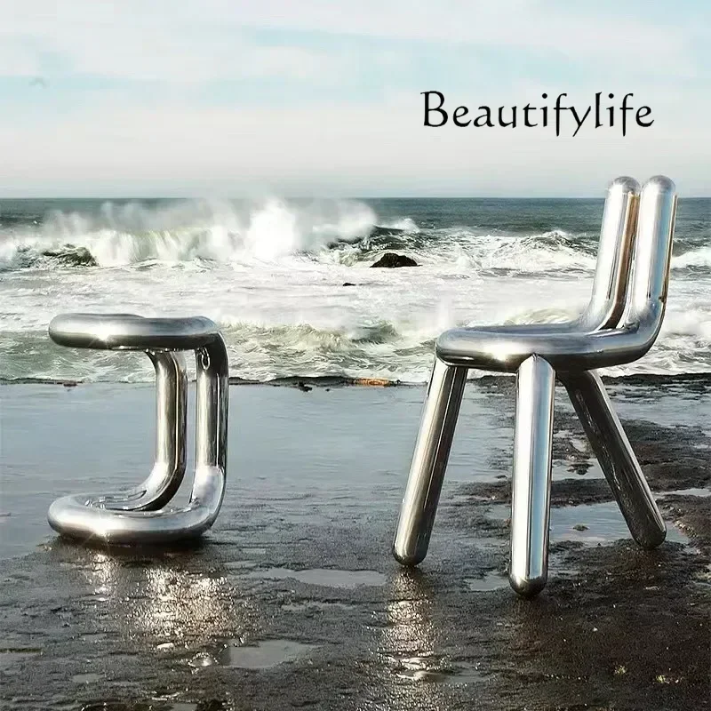 

ZZL Creative Electroplating Chair Fiberglass Chair Outdoor Modeling Leisure Chair