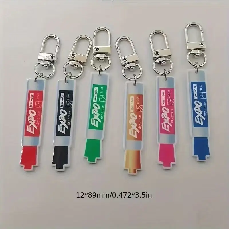 6pcs acrylic pen keychain, alloy hiking buckle, suitable for bag and car accessories, the best choice for gifts view 6