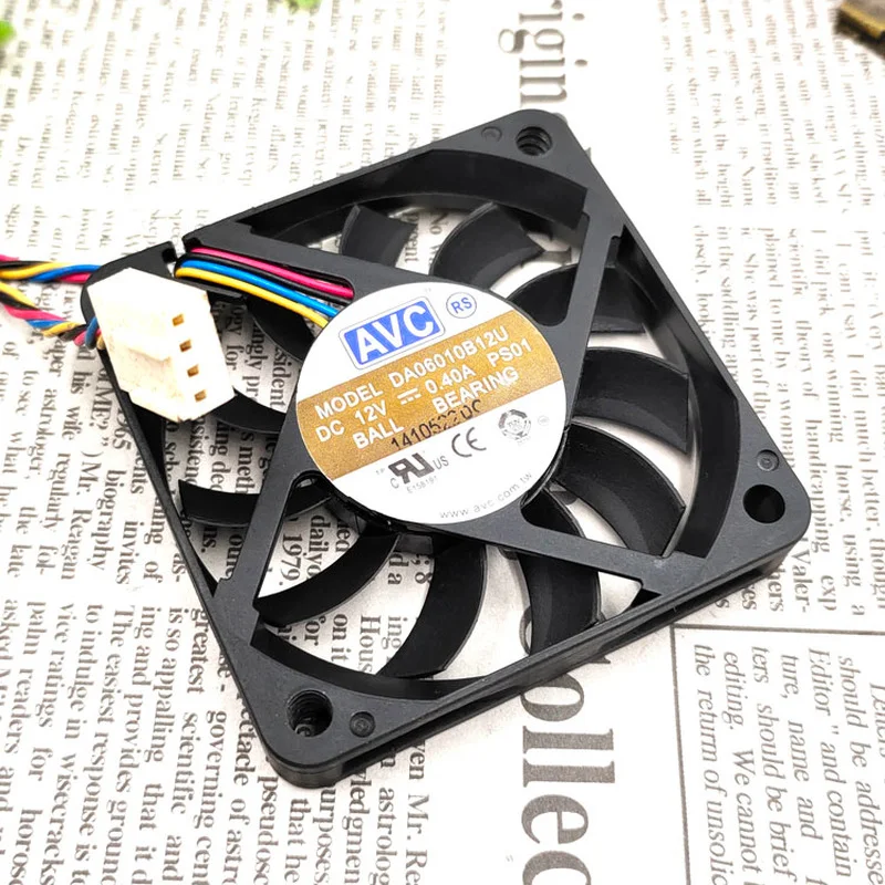 SSEA New Fan For AVC DA06010B12U 12V 0.40A 6010 Cpu 4 Wire Pwm Speed Control Fan Cooling Fan 60*60*10mm