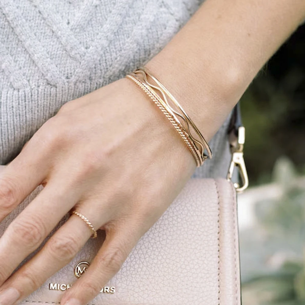 Jewelry Bracelets Woman Bangles Gold Bracelet Handmade Hammered Party Birthday Daily Gifts Layering Bracelets Jewelry for Women