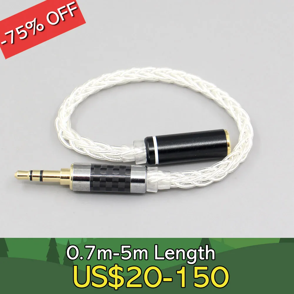 

Various length plugs 8 Cores Pure 99% Silver Headphone Earphone Cable For 4.4mm xlr 6.5 3.5mm male to 2.5mm female LN007465