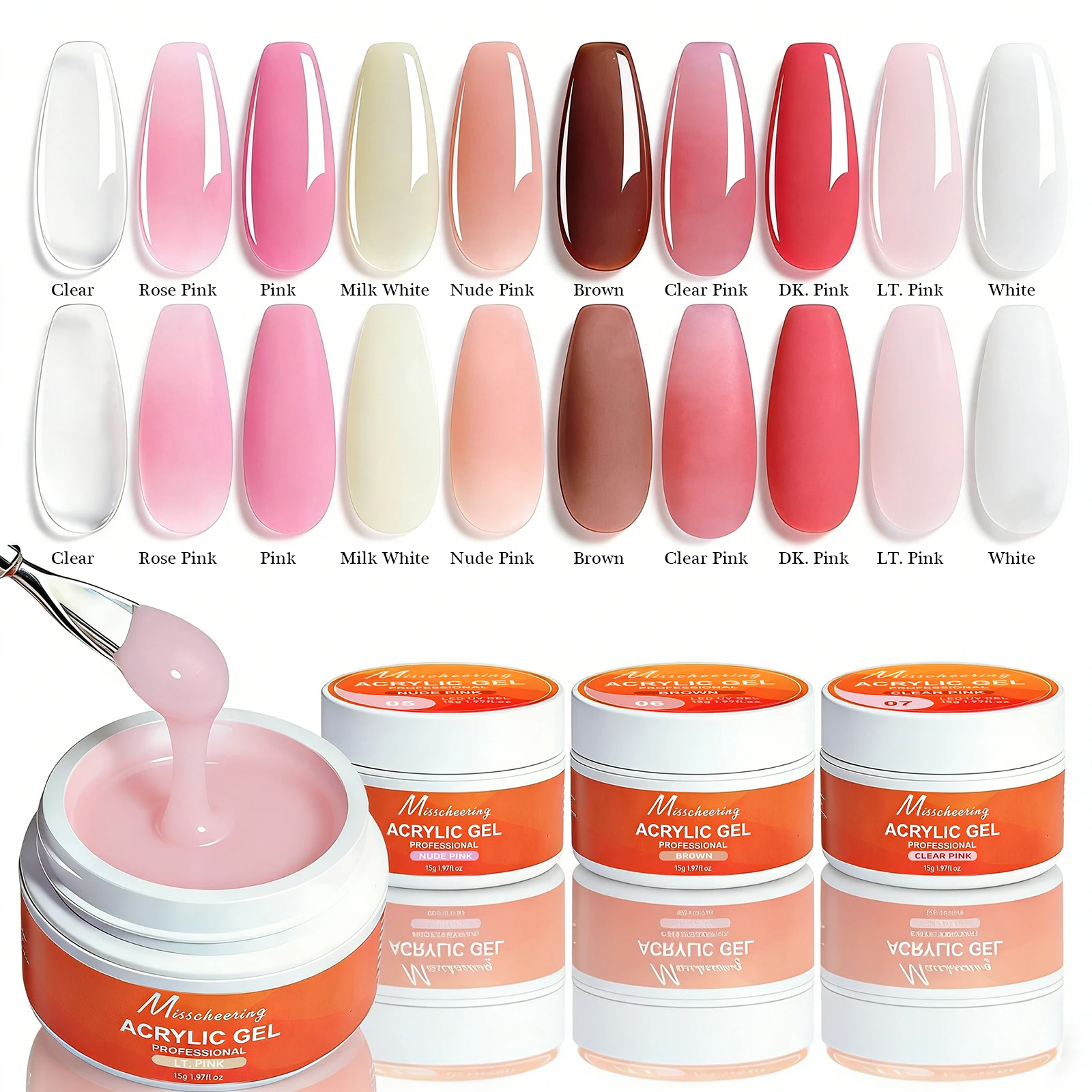 15g Solid Builder Gel Cured Builder Nagelgel Acryl Kristall Nagelverlängerungsgel Quick Builder Nagelgel Rosa Klar UV LED Gel