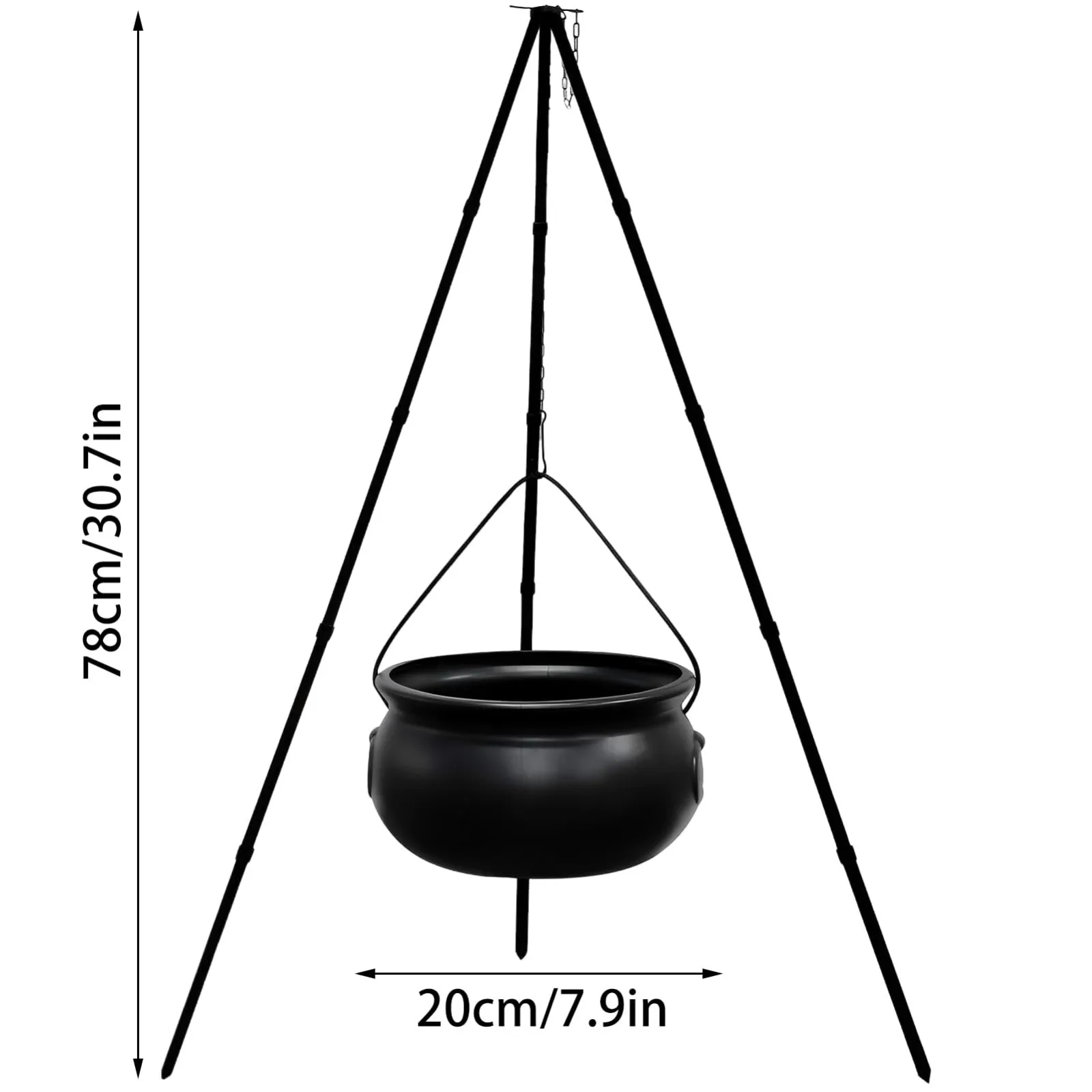 Dekoracje na Halloween na zewnątrz duża czarownica kocioł na statywie ze światłami czarna plastikowa miska Party pojemnik na cukierki garnek wiadro