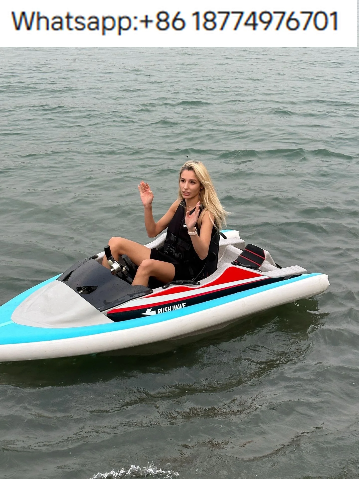 Rush Wave Mini Electric Carding Racing Boat Multifunctional PVC Fishing and Surfing for Water Skiing for Water Sports