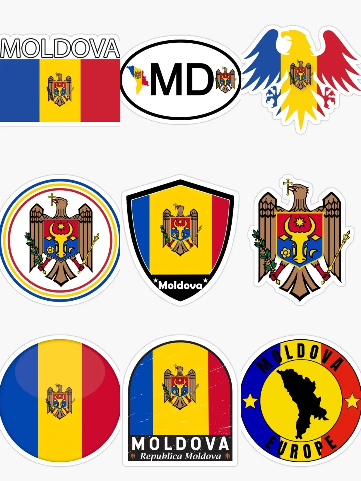 AliExpress NONE Moldova MD Flag Map National Emblem Eagle Sticker Vinyl Wall Room Laptop Camper Van Bicycle Car Truck Helmet Decal Assecories