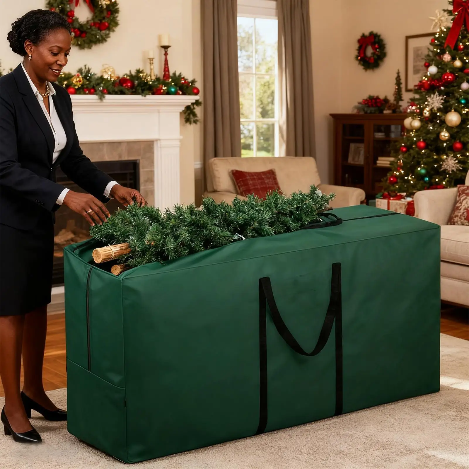 

Сумка-тоут для рождественской елки 7,5 дюймов, сверхмощная сумка для рождественской елки для перемещения упаковки, кемпинга, отдыха на открытом воздухе, колледжа