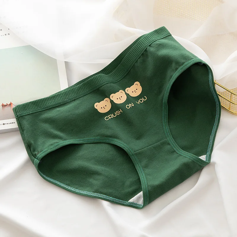 5PCS Women\'s Underwear Cotton Panty Sexy Panties Female Underpants Green Panty Intimates Women Lingerie Mid Waist Girl Briefs