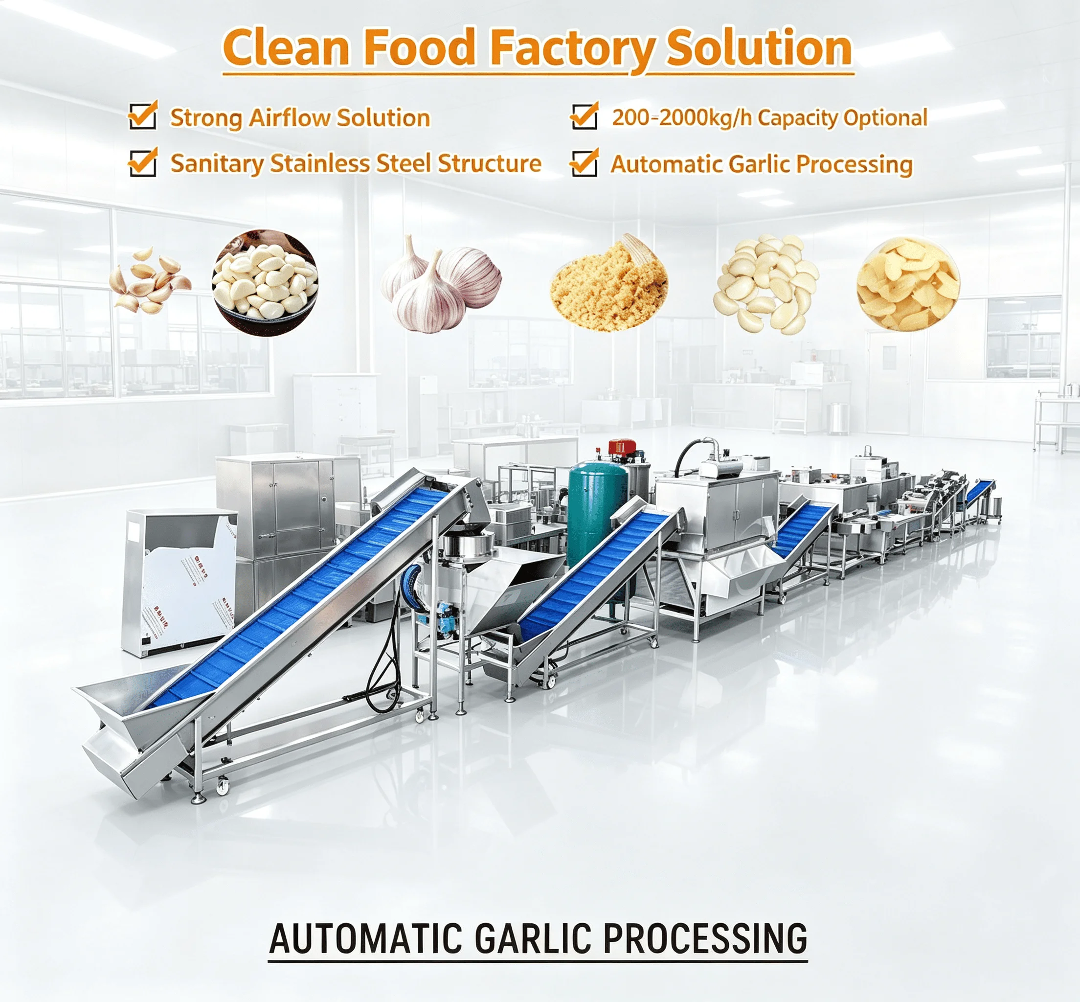Semi Automatic Vegetable Production Line Garlic Onion Peeling Sorting Machine For Ginger Paste Making Customized