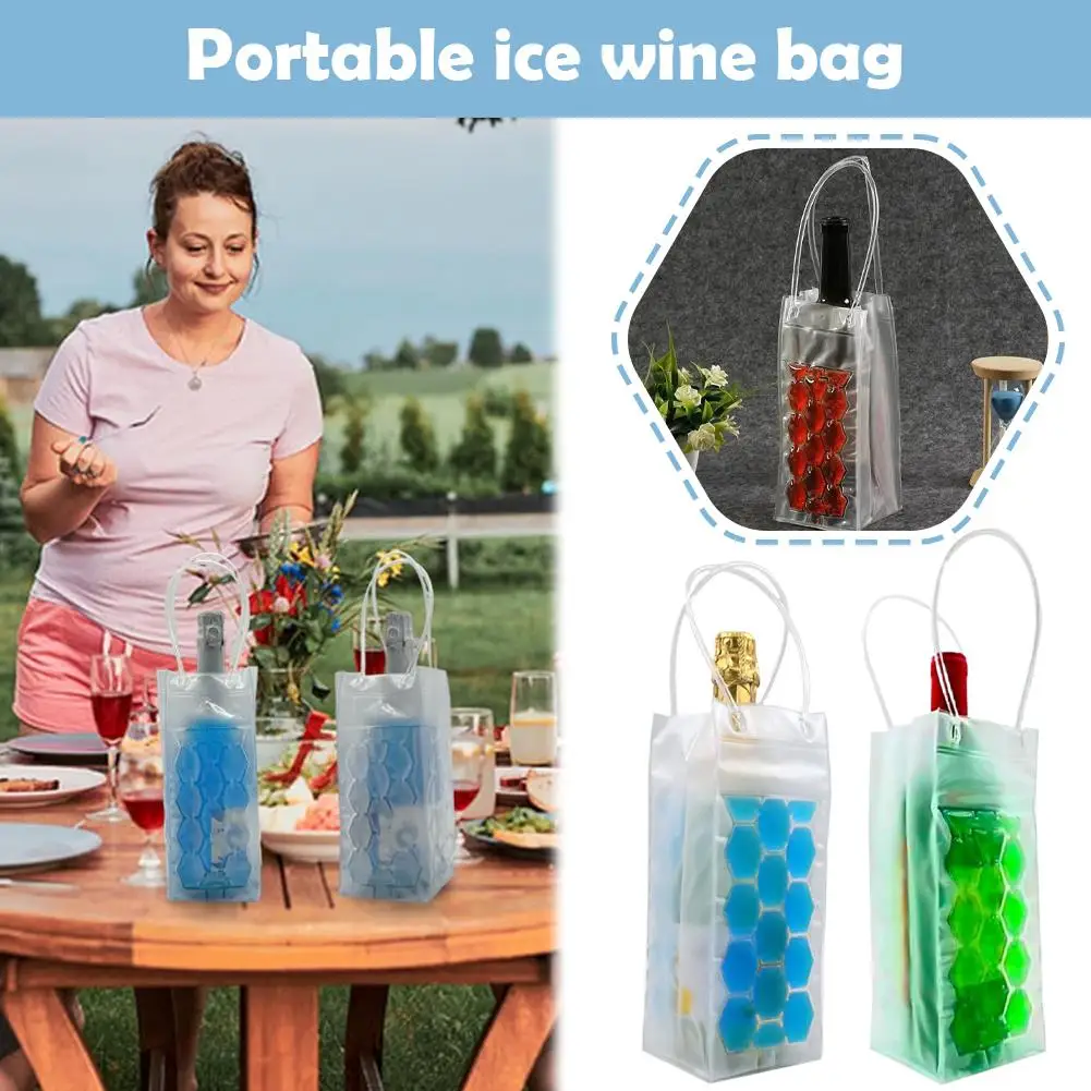 

1 шт. ручной мешок для ледяного вина, многоразовый портативный многоцветный, быстрая замораживающая длинная бутылка, пакет со льдом для красного вина, домашний мешок для ледяного вина для кемпинга
