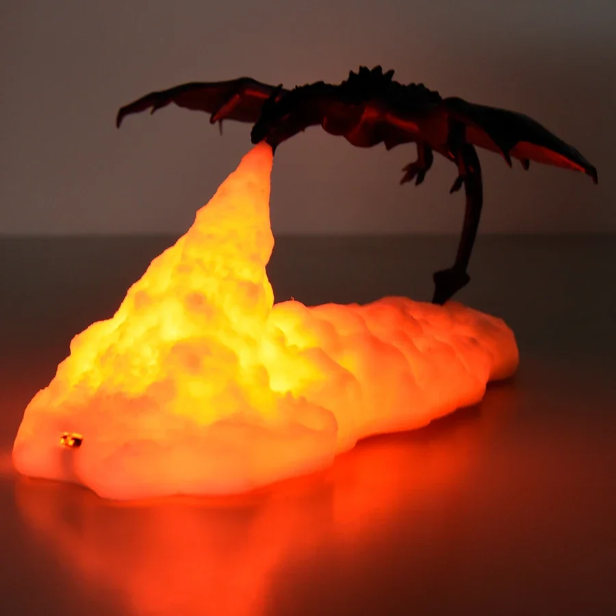 

3D Room Decor Print LED Fire Dragon Ice Dragon Lamps Home Desktop Rechargeable Lamp Best Gift For Children Family Home Decor