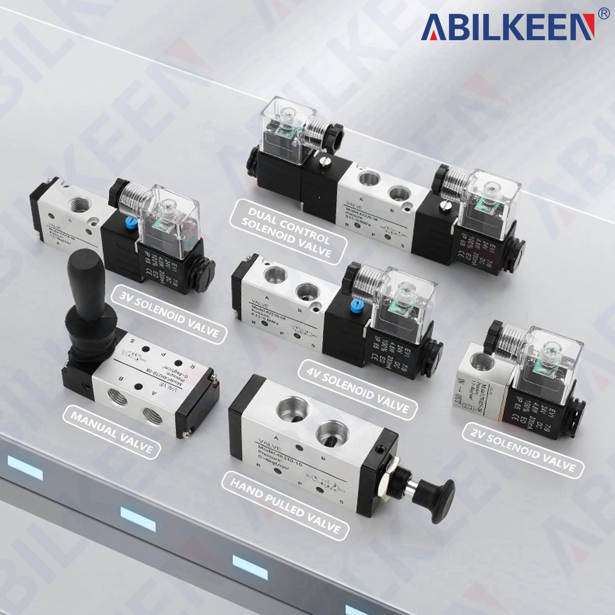 ABILKEEN 4V310-08 / 4V310-10 Air Solenoid Valves PT 1/4''/PT 3/8'' 5 Way 2 Position Normally Closed Pneumatic Solenoid Valve