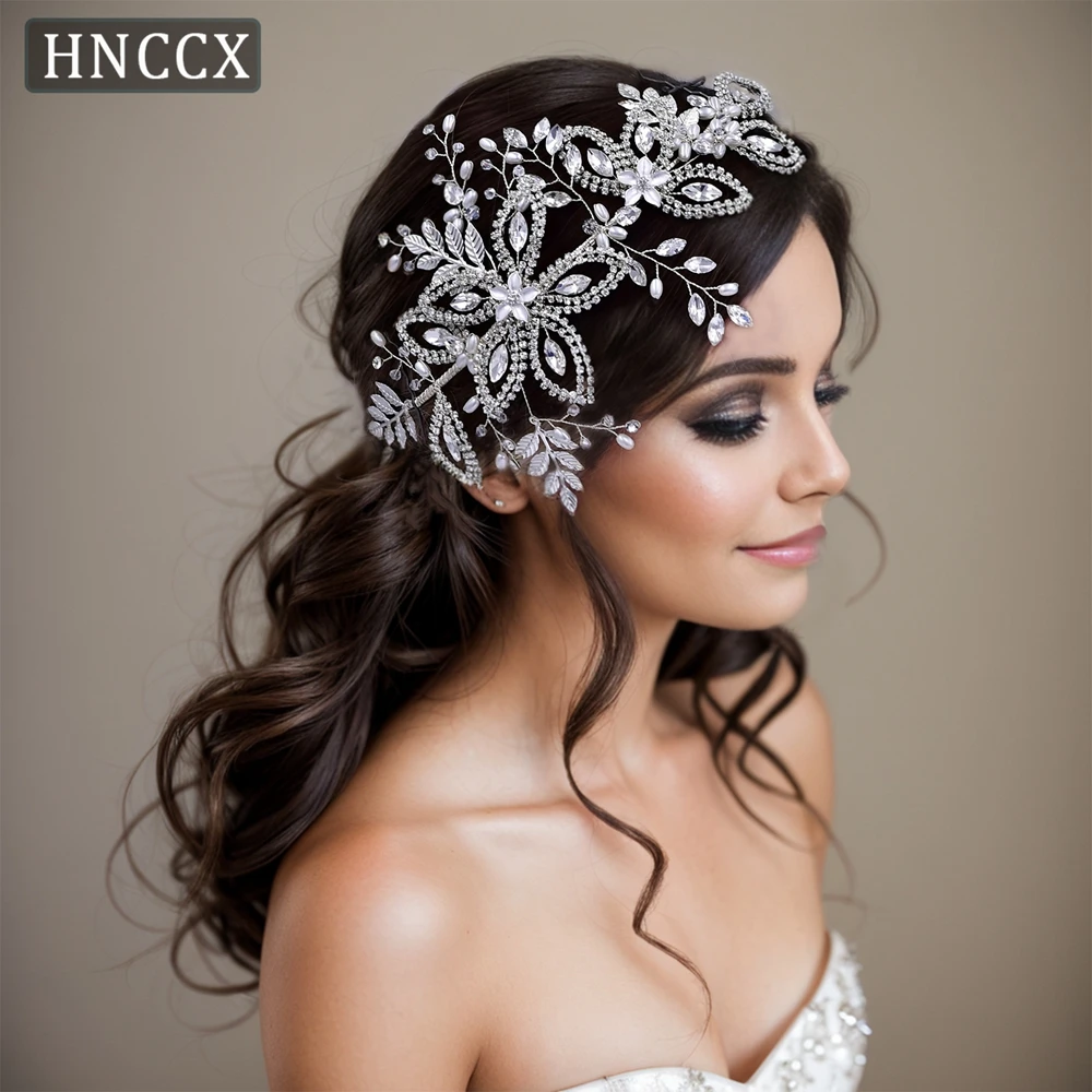 

HNCCX Handmade Rhinestone Flower Bridal Headband Fashion Hair Band For Banquet Sparkling Women Wedding Headpiece CP305