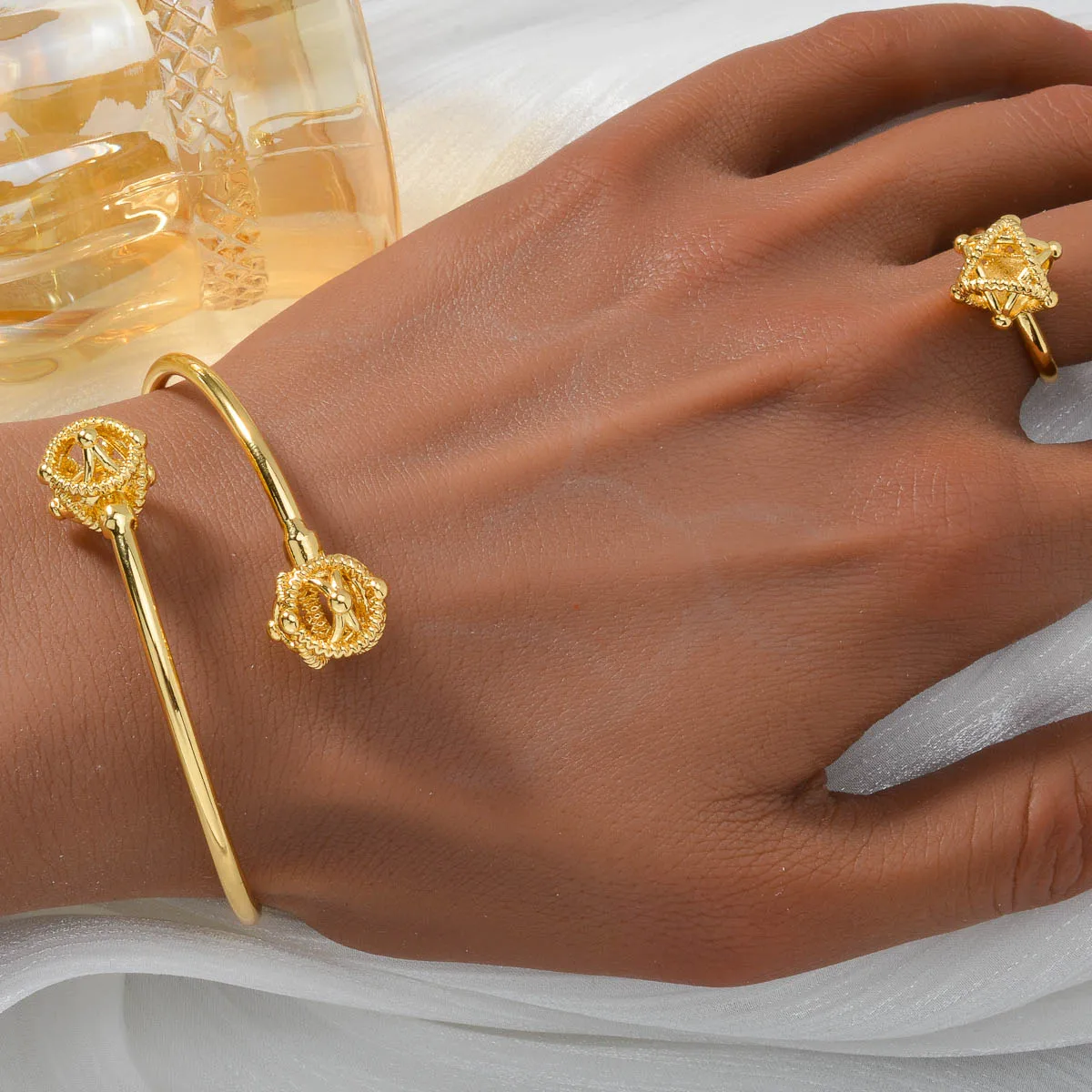 ZEADear Jewelry Sets for Women Best Friends Gift Gold Color Bracelet Classic Bangle Artistic Ring Luxury