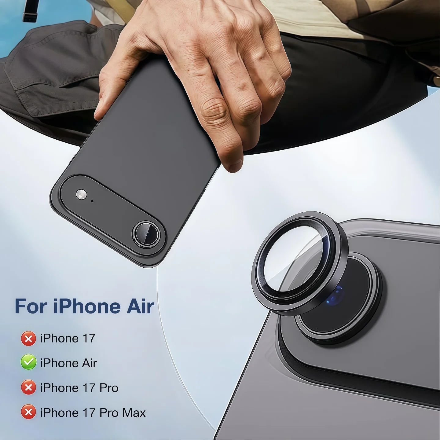 For iPhone 17 Air Rear Camera Tempered Glass Protective Film Original Color Black Silver Blue Gold - Back Cover Protection