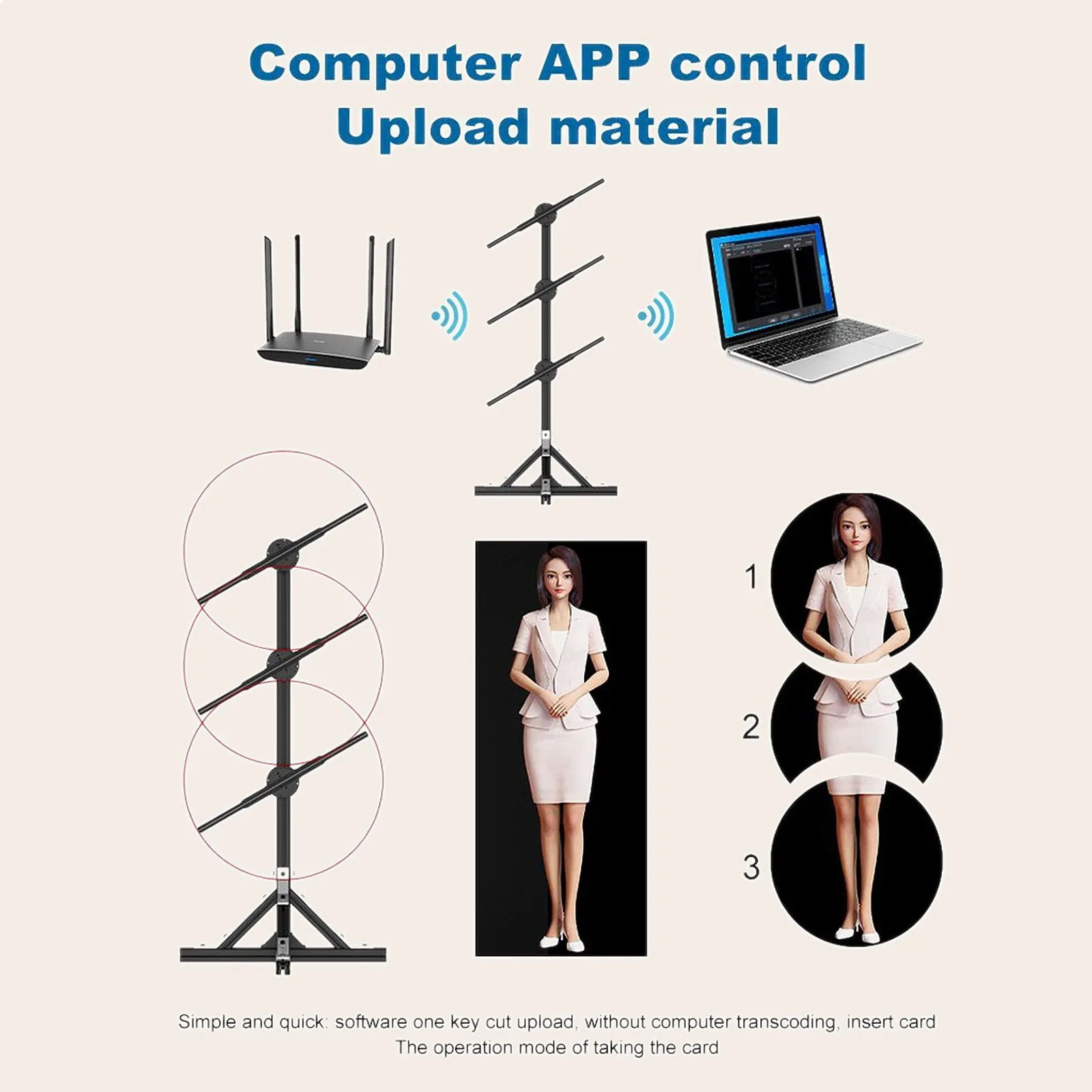 45cm 3D Holographic Fan Projector LED Advertising Display Support Image Video Splicing