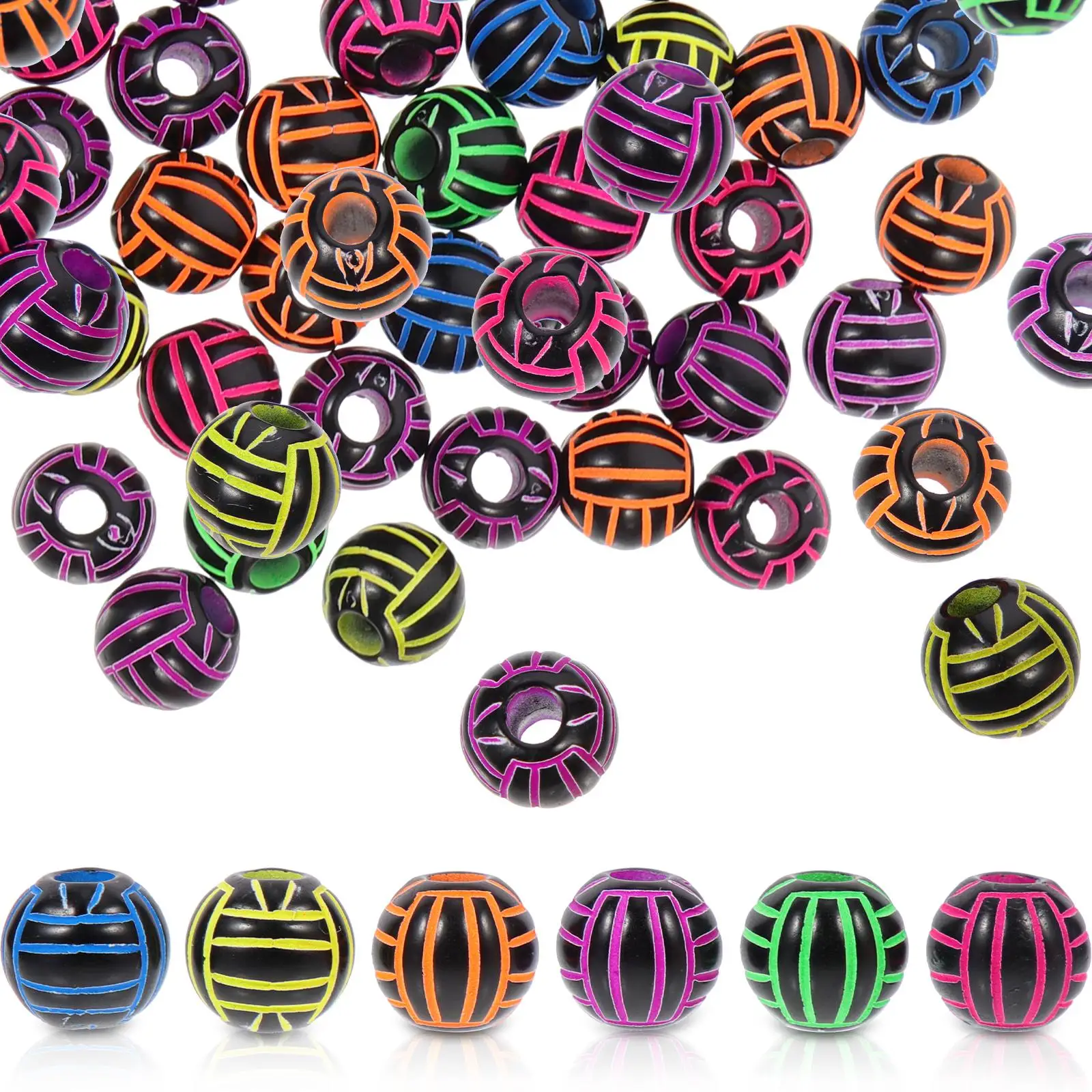 

100 Pcs Beaded Bracelet Jewelry Diy Loose Beads Volleyball for Bracelets Mini Acrylic