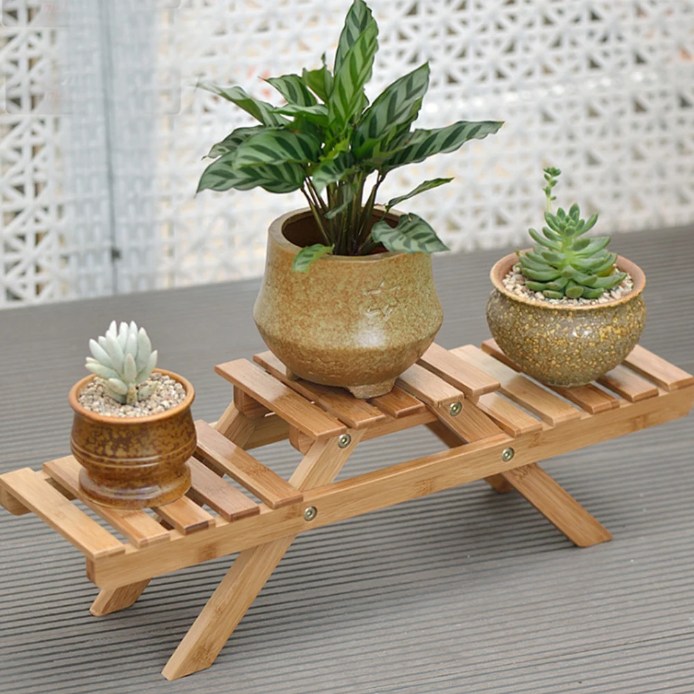 2 Tiered Wood Plant Flower Stand Shelf Planter Pots Shelves Rack Holder Display for Multiple Plants Indoor Outdoor Garden Patio