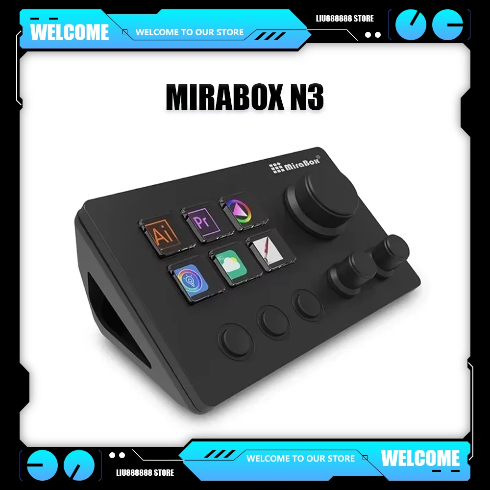 Mirabox N3 Mini Keyboards LCD Button Controller Custom Button Screen Knob Macro Programming Visual Gift Windows/MacOS Kryboard