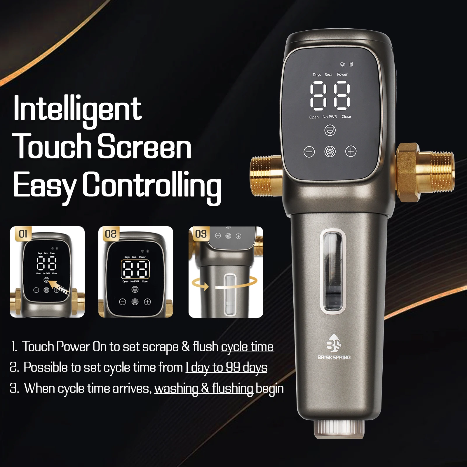 Rechargeable Automatic Pre-Filter Visible Sewage Discharge BPA-Free Safe Bottle Water Filtration System for Shower and Kitchen