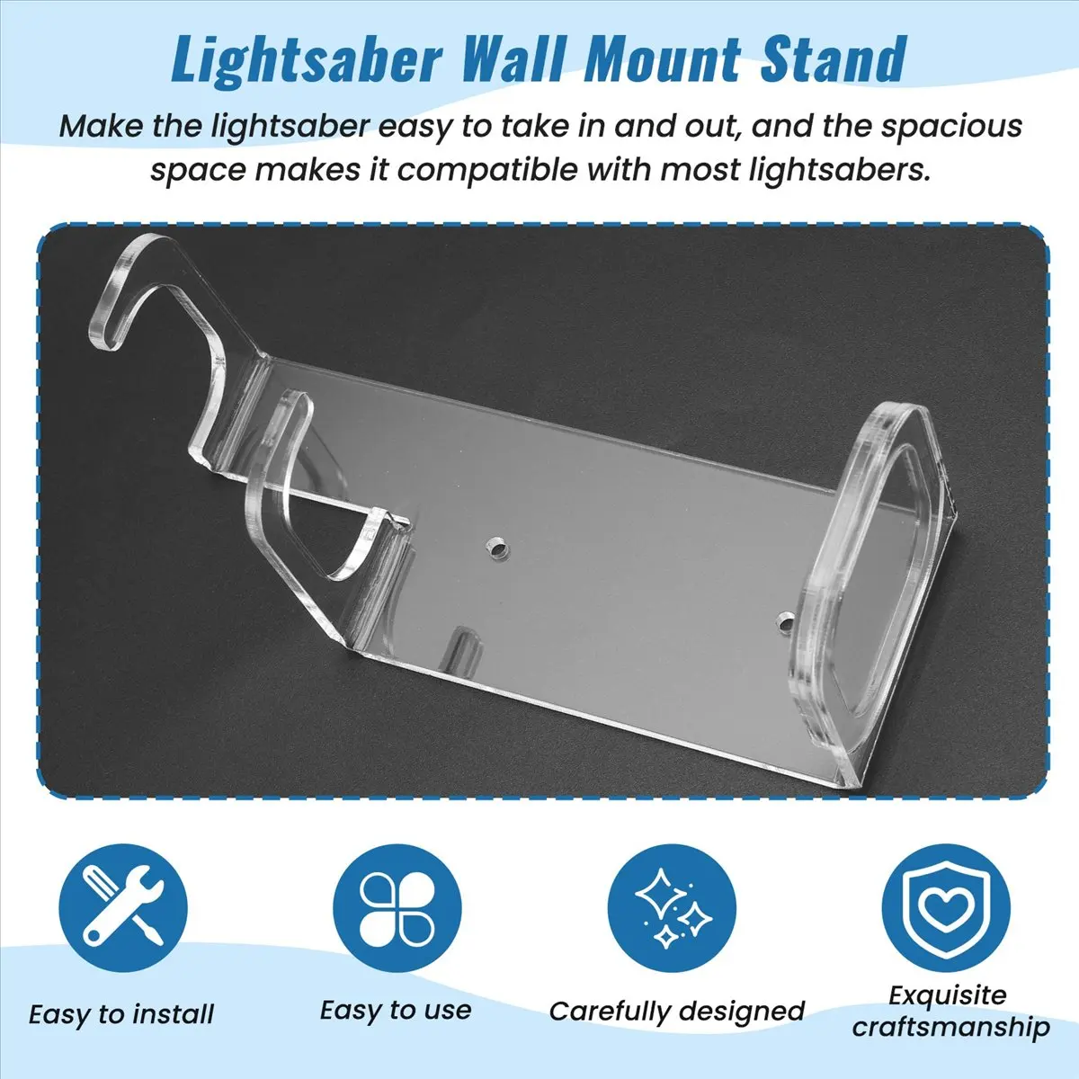 

T34C Lightsaber Wall Mount Stand Light Saber Display Rack Wall Holder-Included Screws Hardwares for Most Lightsabers A
