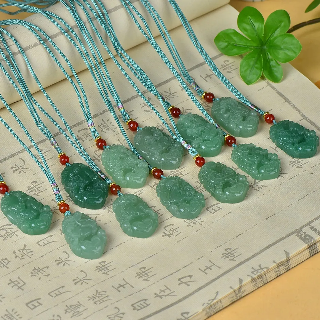 Natural  Jade Pendant Necklace Hand Carved Guanyin Pixiu Zodiac Horse Peace Buckle Lucky Feng Shui Amulet Unisex Jewelry Gift