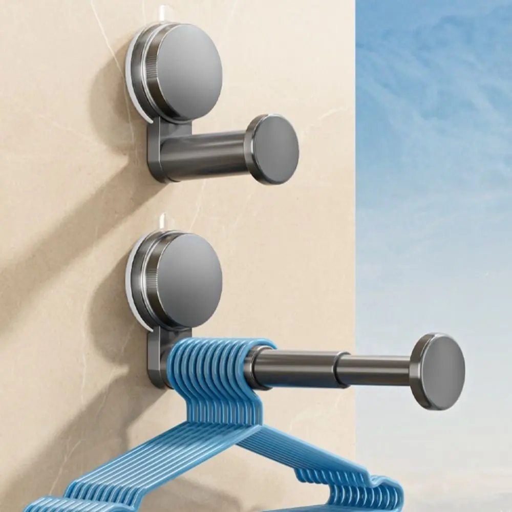 2 PCS Suction Cup Clothes Hanger Wall-Mounted Space-Saving Storage Rack Plastic Adjustable Storage Organizer Home