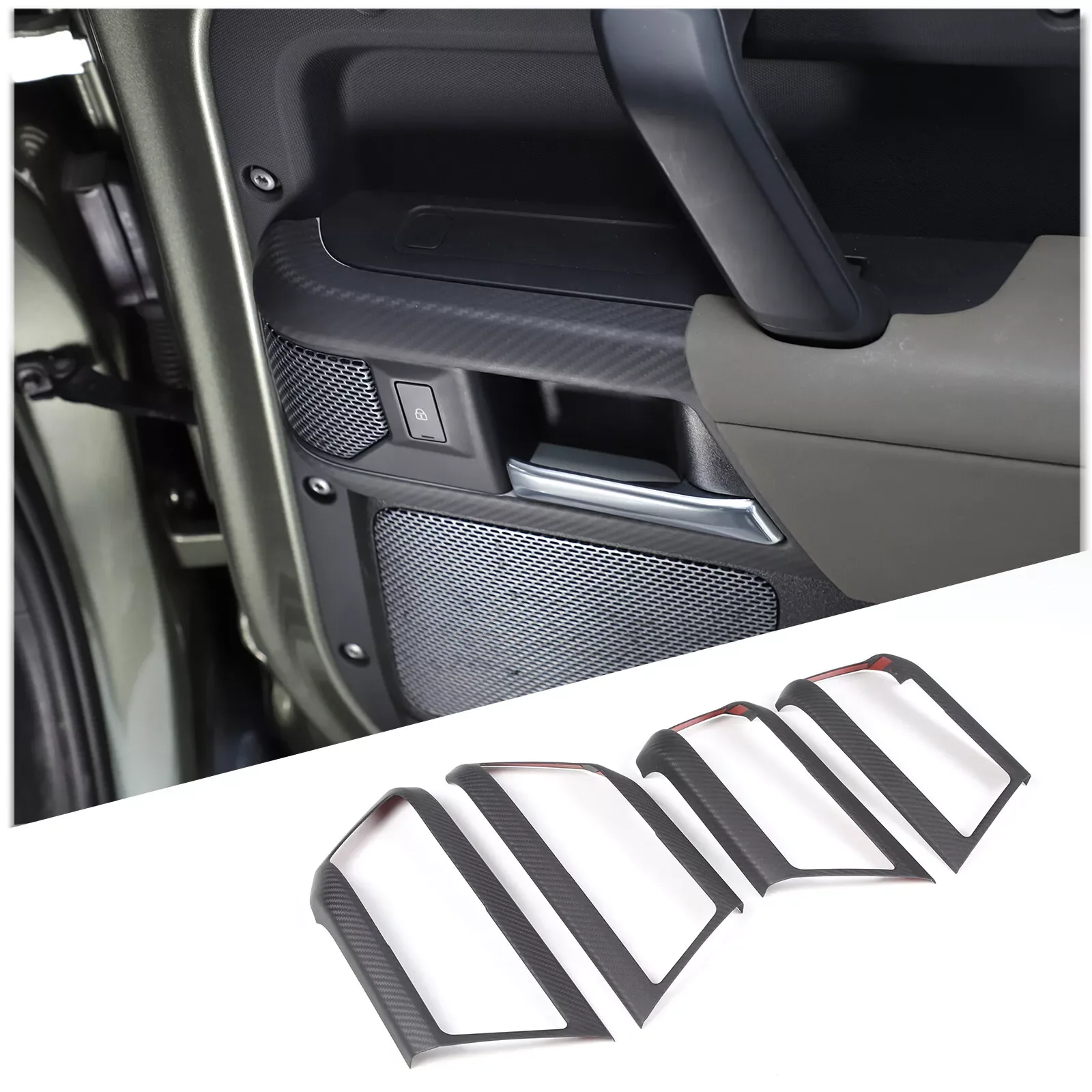 

Matte Real Carbon Fiber Door Handle Frame Cover For Land Rover Defender 110 20+