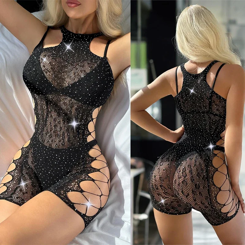 فستان ساخن بظهر مجوف شبكة صيد السمك الساخن الماس التفاف الورك تنورة قصيرة فساتين نسائية فساتين طويلة بأكمام فستان صيفي نسائي