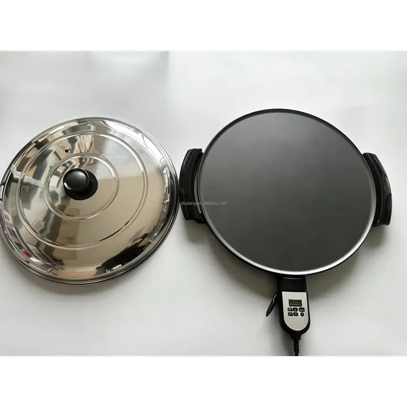 1700W Electric Frying Pan 110-120V Non Stick Skillet with Dome Lid Digital Control for Roti Dosa Crepe Daily Cooking Kitchen