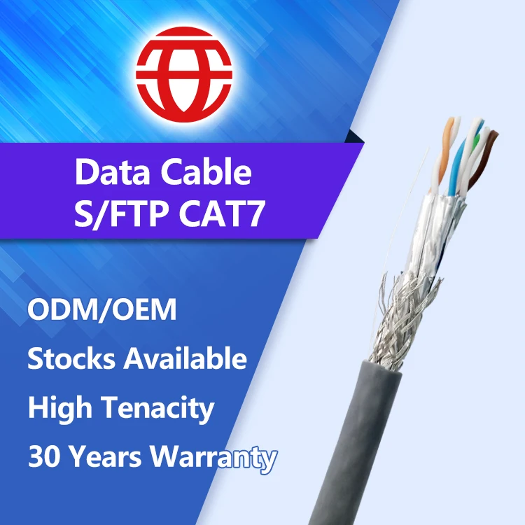 Cat7 kabel Ethernet SFTP/FTP tembaga polos 4P 23 AWG kabel LAN jaket LSZH