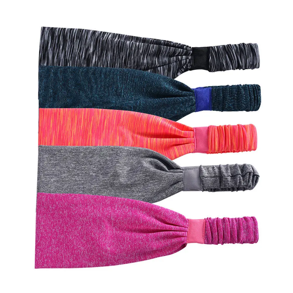 Yoga Headband Grey Stripe Lightweight Stretchy Sweat Absorbing Reversible Sports Hairband for Running Gym Fitness Men Women