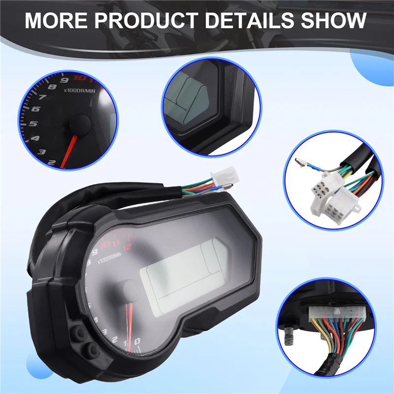 【Price Drop !!】Motorcycle Universal 1200RPM Odometer Tachometer UTV LCD Digital Speedometer Gauge For 2,4 Cylinders N1-6