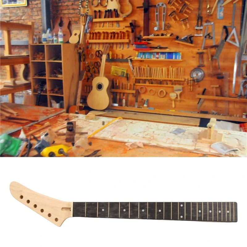 Electric Guitar Neck 22 Fret Wooden Portable Smooth Natural Musical Dots Inlay Instrument Replacement Accessories