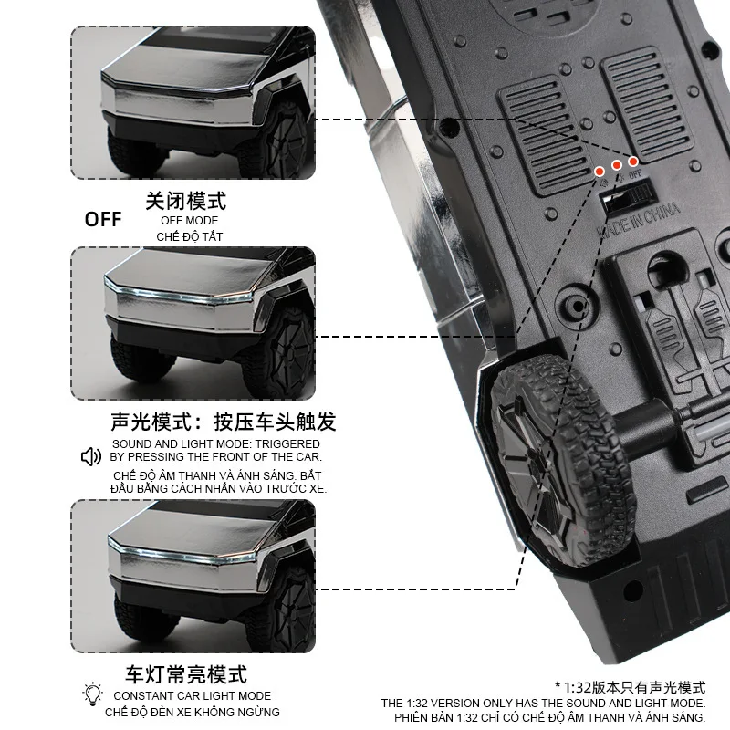 Versão galvanizada de captação do veículo off-road, som e luz, modelo de brinquedo pull-back, ornamento