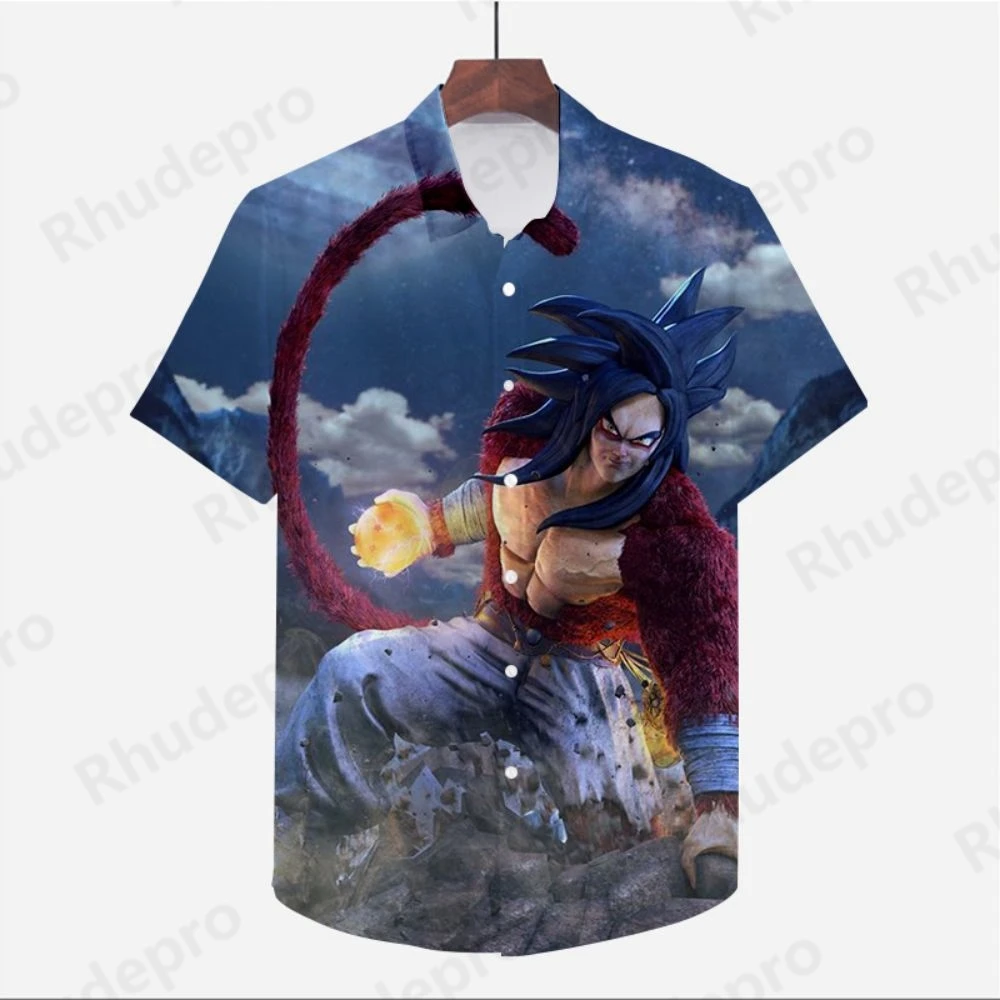 Koszula męska Harajuku Dragon Ball Z ubrania letnie w stylu plażowym wysokiej jakości Vegeta Goku odzież typu Streetwear Z krótkim rękawem Anime