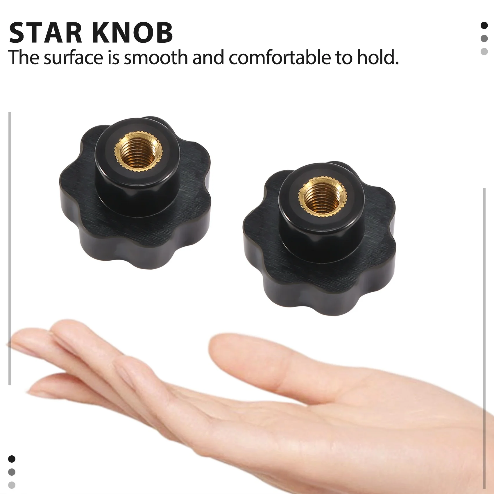 Impugnatura della manopola di bloccaggio della testa a stella in plastica nera con filettatura di diametro M10 da 10mm