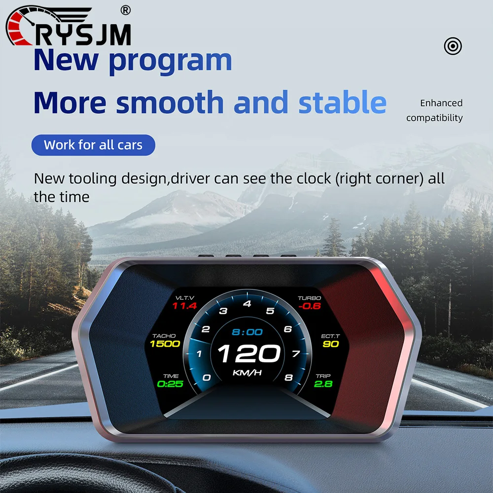 

Автомобильный HUD-дисплей P17 с GPS и OBD: бортовой компьютер, электронные аксессуары для авто, отображение скорости, напряжения, времени с функцией оповещения о превышении скорости