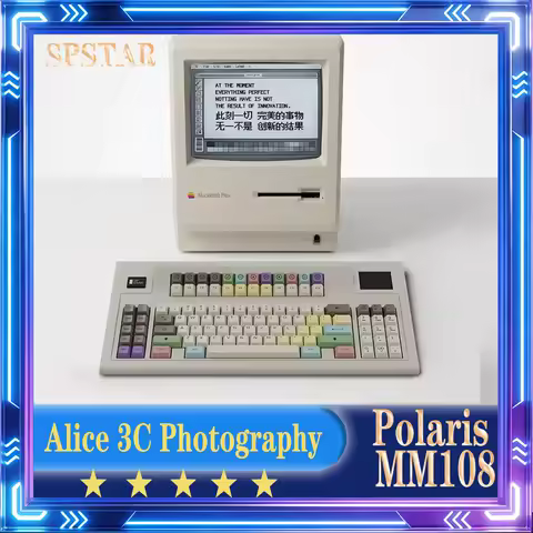 Polaris Galaxy SPSTAR Polaris MM108 Mechanical Keyboard Large Size Retro Hot Plug Keyboard Custom Multi Functional Screen