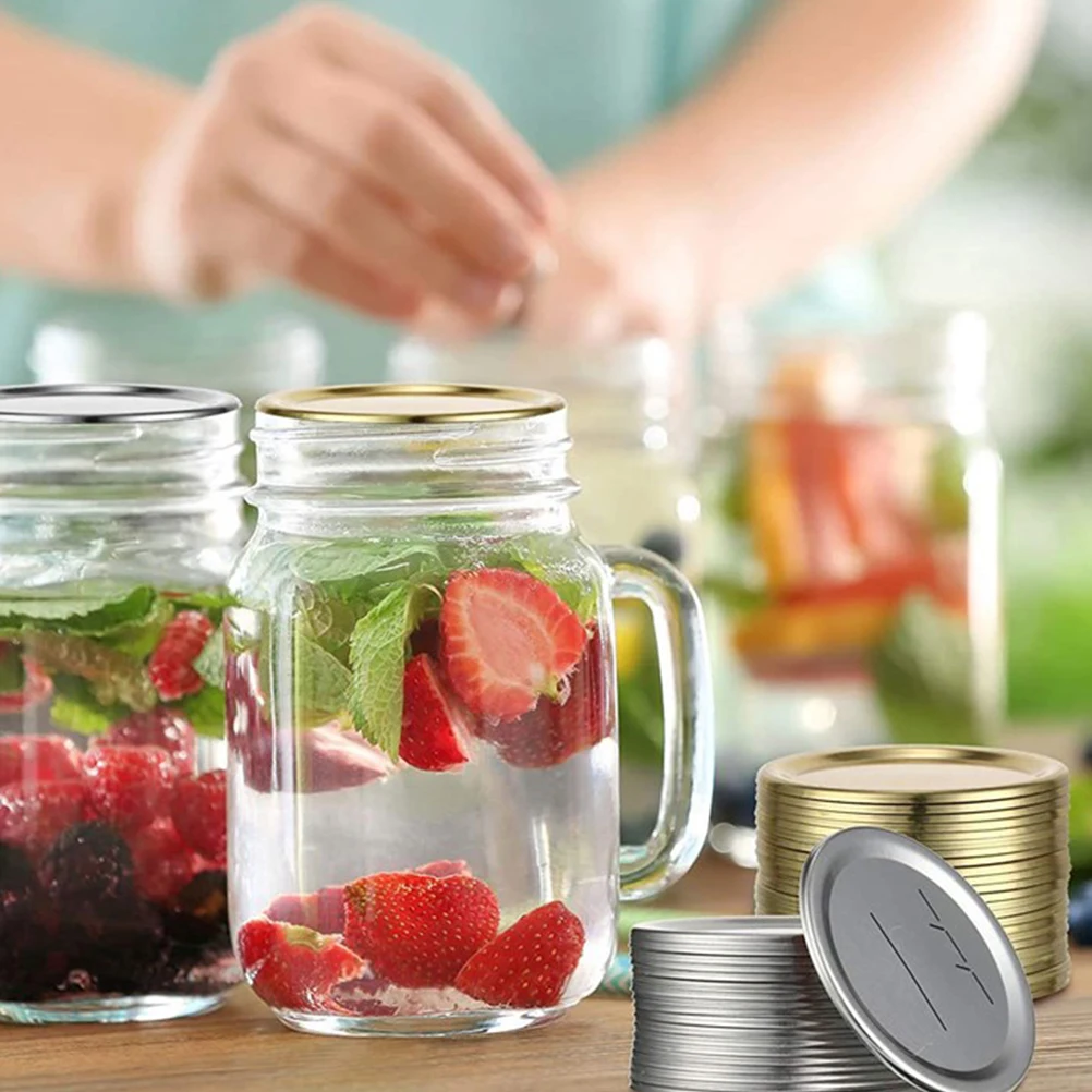 

30pcs Tinplate Lid Discs For Mason Jars Canning Supplies High Sealing Caps Cover Smooth Durable Fresh Food Storage Leak Proof
