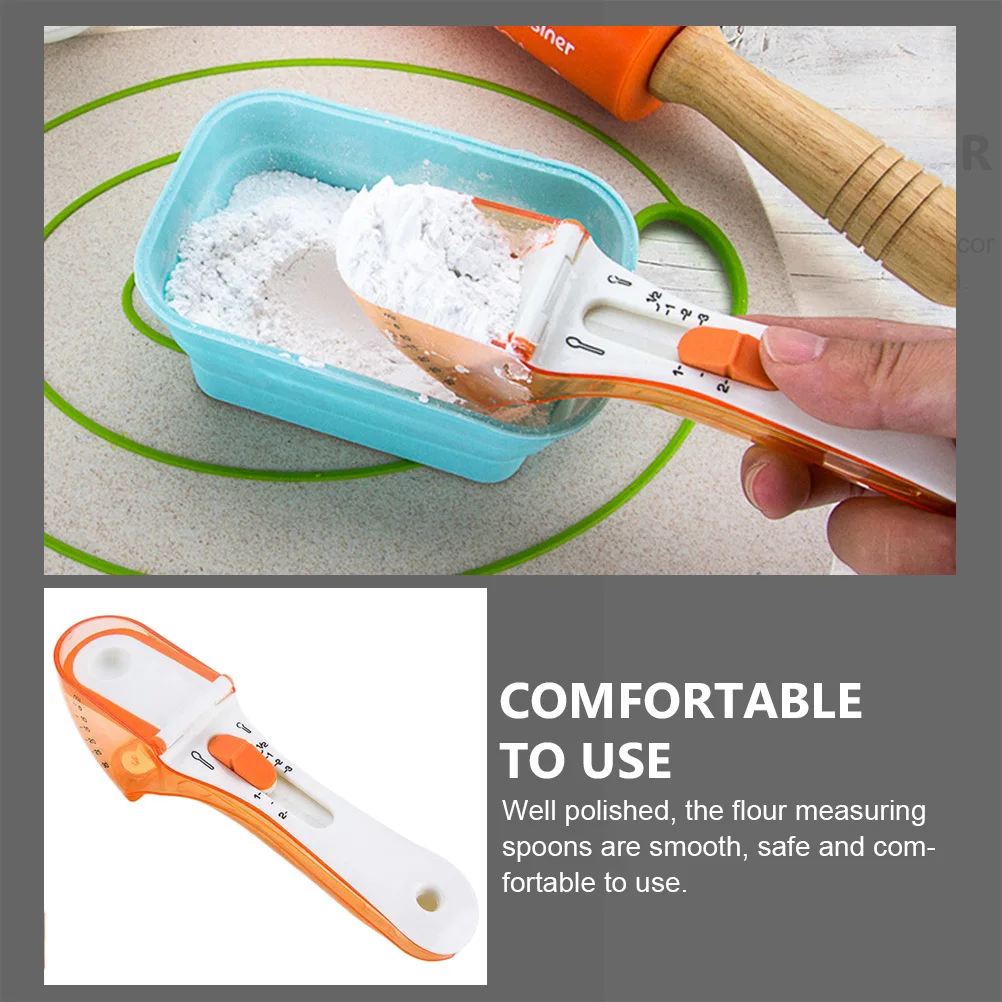 

Adjustable Baking Measuring Spoon Kitchen Scoop with Scale Storage Hook Fall Resistant Food Grade Material Multi Functional
