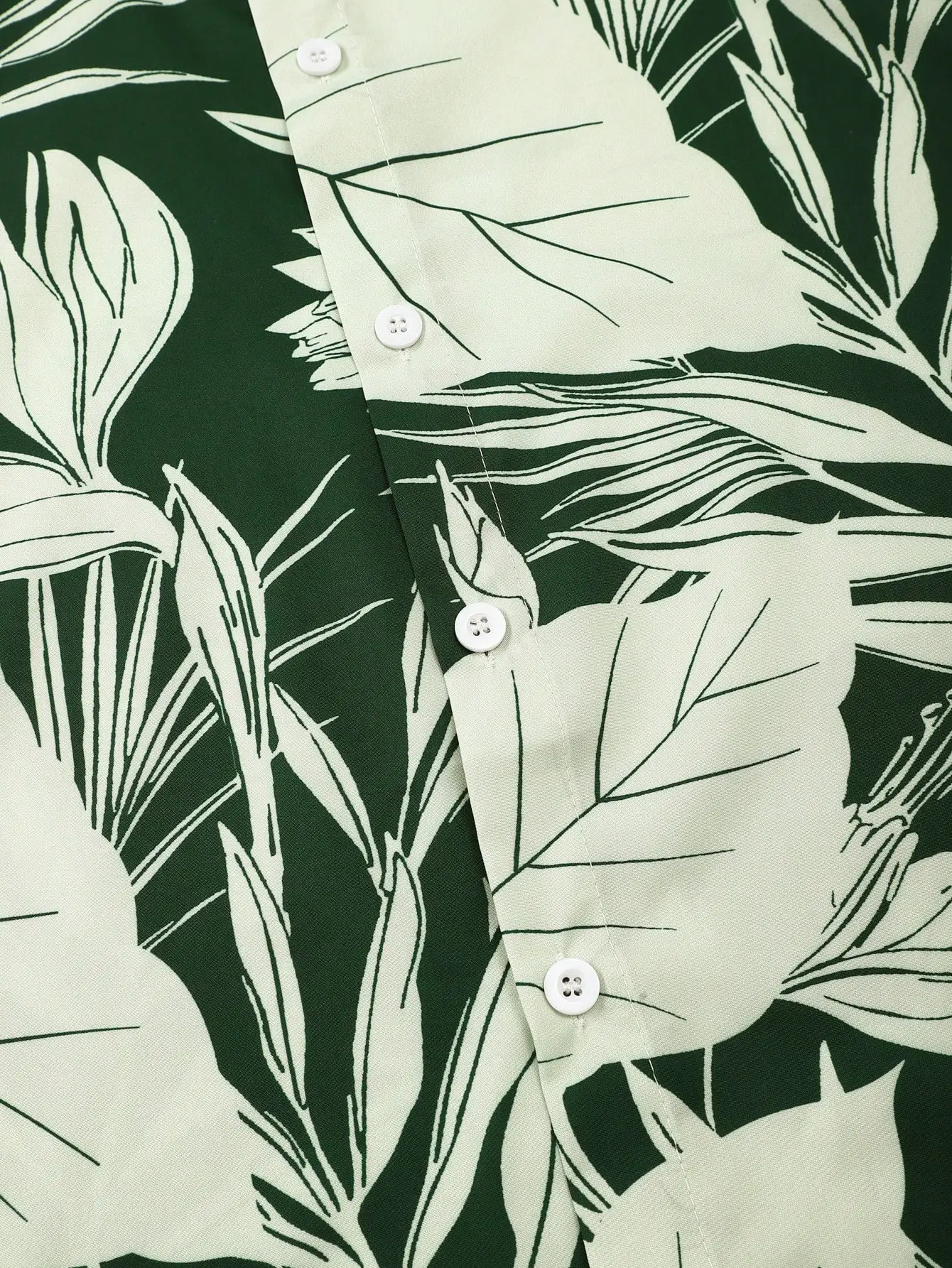 

Men's Tropical Print Short Sleeve Hawaiian Shirt And Solid Green Shorts Summer Beach Outfit