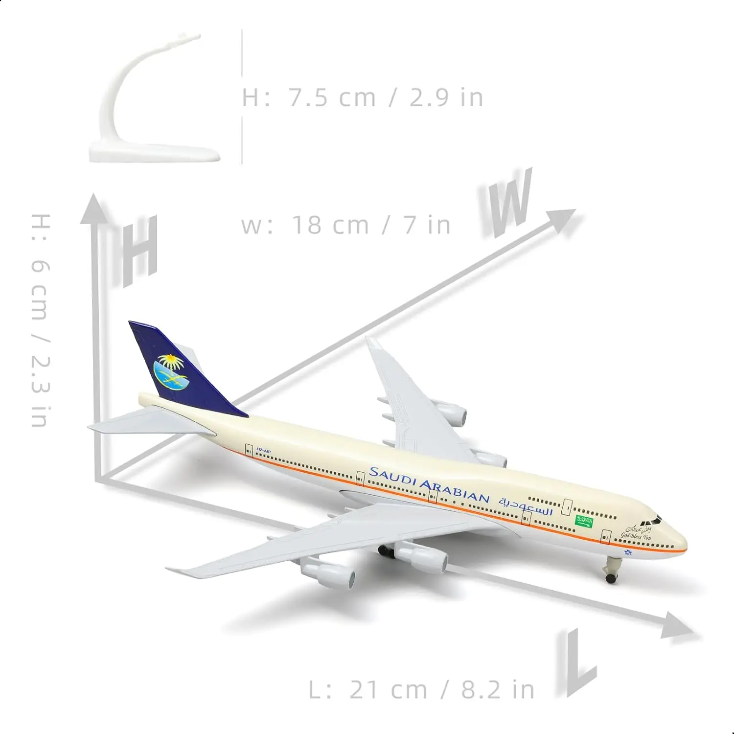 

Модель самолета 20 см, металлическая детская игрушка Saudi B747, коллекционные миниатюры из сплава с шасси, украшения, подарки для мальчиков
