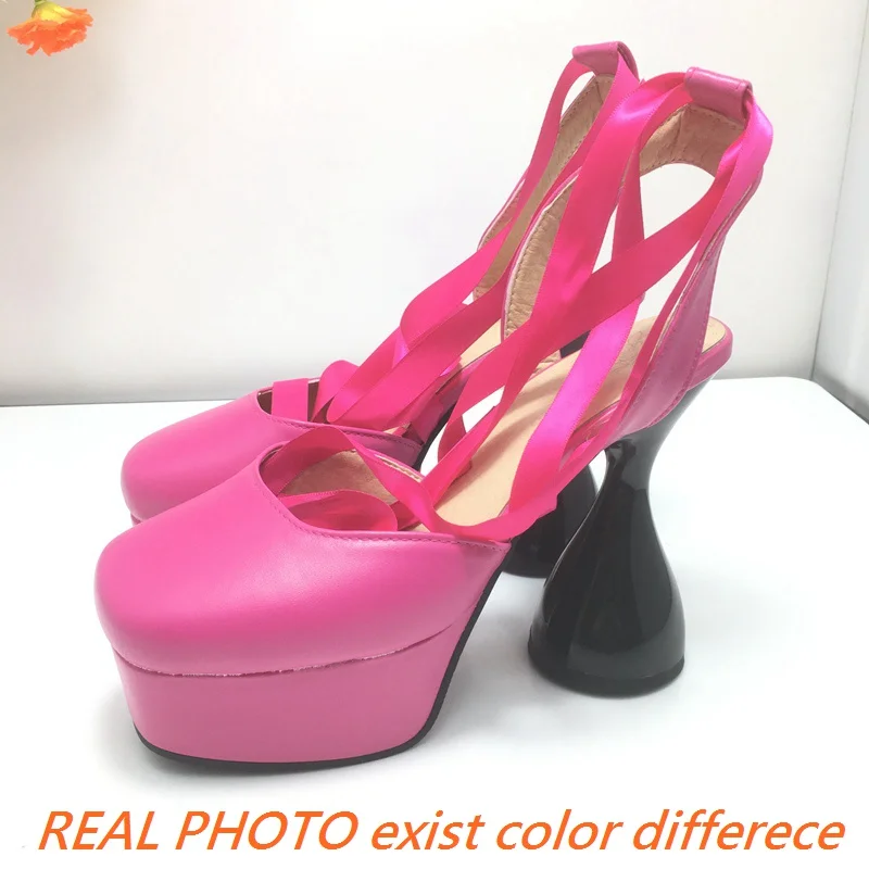 REAVE CAT Sexy Women Sandals Toe Heels 12cm Platform 3.5cm Shoes Strap Size 48 49 50 Party Shoes