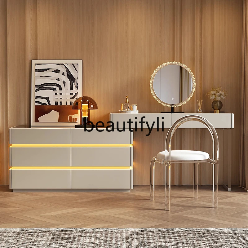 

Minimalist Dressing Table and Chest of Drawers Combo New Bedroom Floating Light Luxury Makeup Table