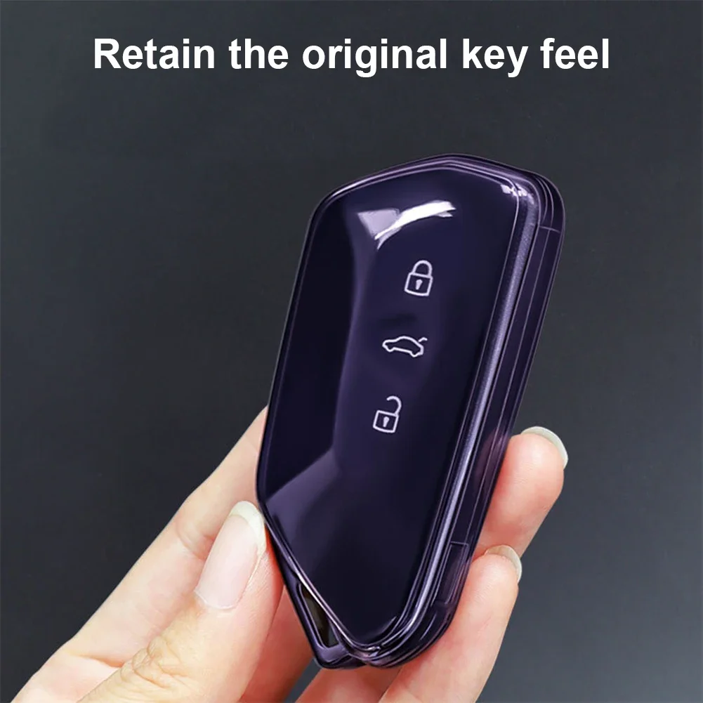 Soft TPU Car Transparent Key Case Remote Control Protect Cover For VW Volkswagen Golf 8 ID.3 ID.4 Skoda Octavia A8 MK4 MK8 GTI R view 2